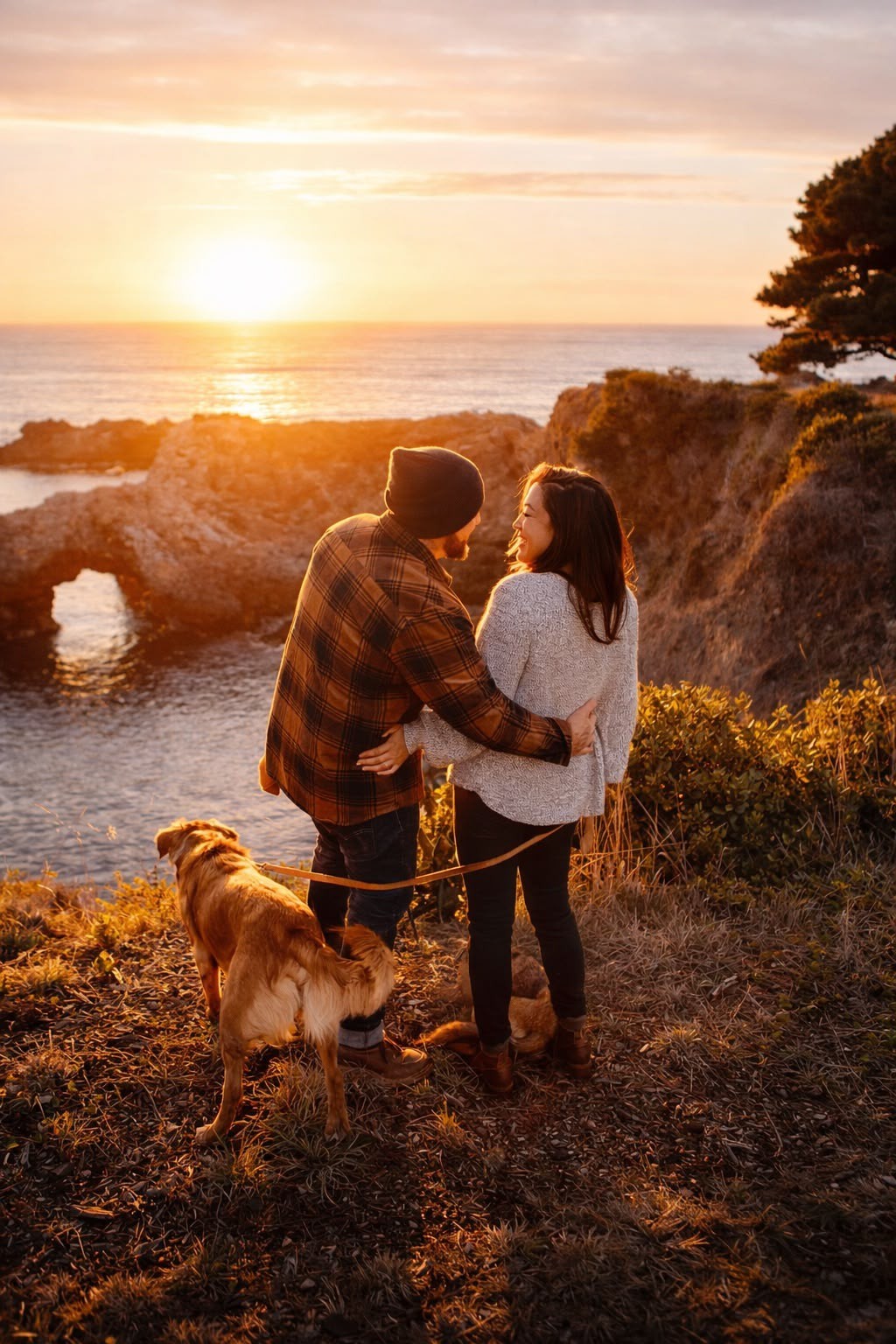 A couple sharing a quiet sunset on the bluff